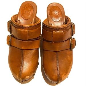 Ariat Wooden Sole Leather Clogs Comfort Brown 8